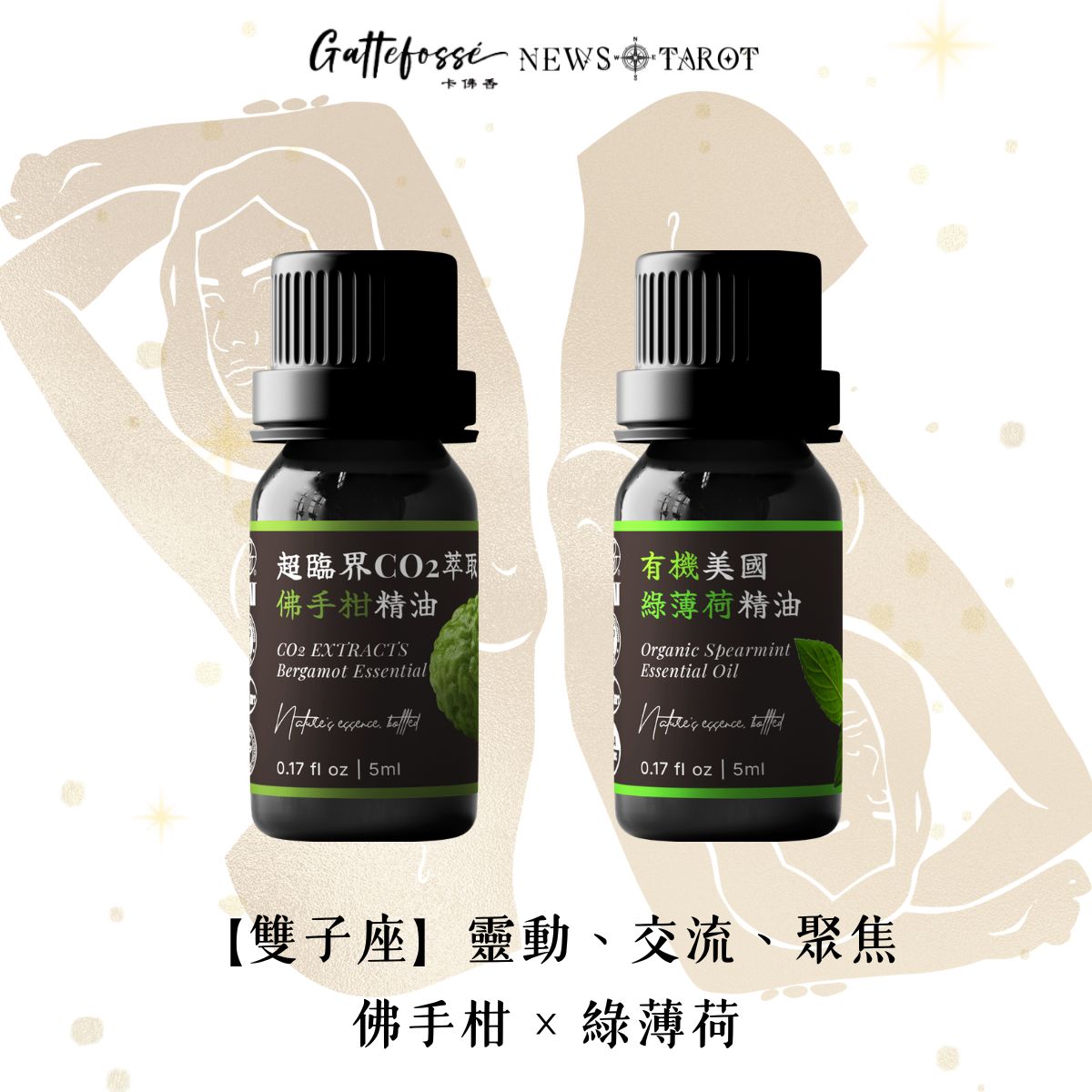 【雙子座】明亮思緒 × 清新跳躍｜佛手柑 × 綠薄荷精油組