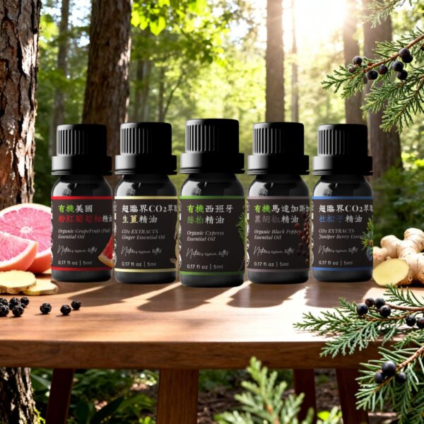 ⑥ 溫暖生命力系｜身體暖感組 Ⓒ <br>粉紅葡萄柚 x 生薑 x 黑胡椒 x 杜松子 x 絲柏精油組