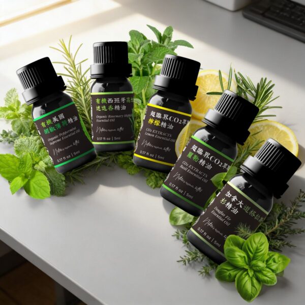 ① 提神專注系｜專注提升動力 Ⓑ<br>胡椒薄荷 x 高地迷迭香 x 檸檬 x 羅勒 x 道格拉斯杉精油組