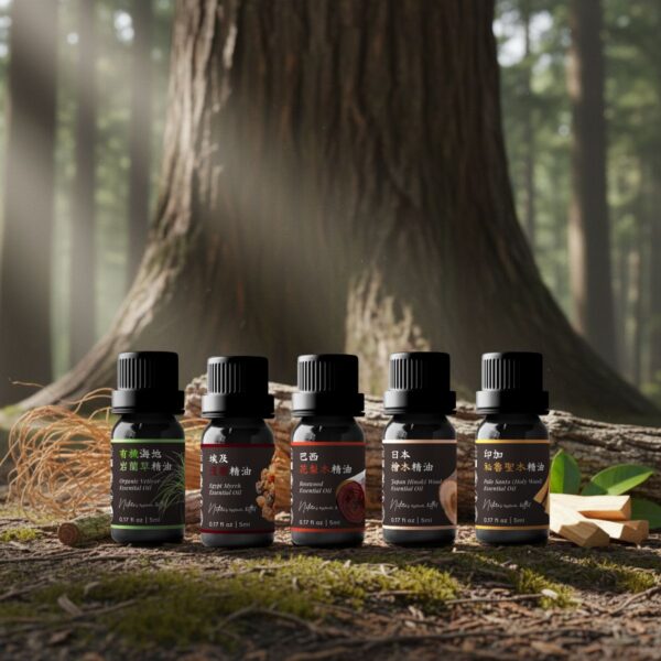 ⑤ 木質穩定系｜森林安定組 Ⓒ <br>岩蘭草 x 日本檜木 x 花梨木 x 沒藥 x 秘魯聖木精油組