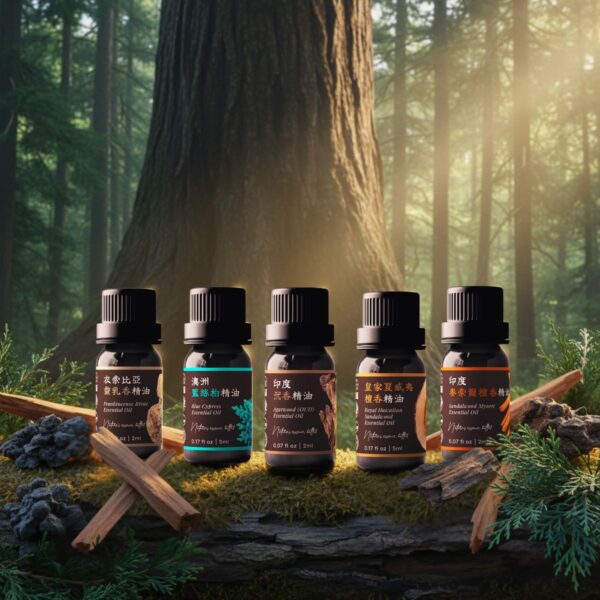 ⑤ 木質穩定系｜頂級沉穩典藏組 Ⓔ <br>沉香 x 麥索爾檀香 x 夏威夷檀香 x 黧乳香 x 藍絲柏精油組