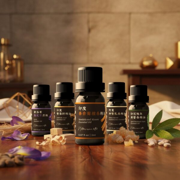 ⑦ 神聖顯化系｜財富與氣場升級組 Ⓐ <br>鳶尾草 x 神聖乳香 x 陳年廣藿香 x 麥索爾檀香 x 黃葵籽 精油組