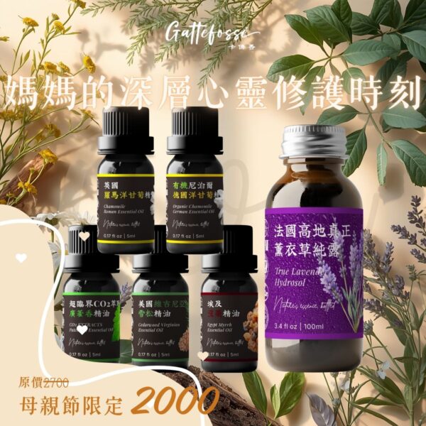 母親節深層心靈修護禮盒<br>靈魂安定系精油與薰衣草純露<br>Soul-Stabilizing Gift Set<br>【靈魂安定精油組 + 法國高地薰衣草純露】